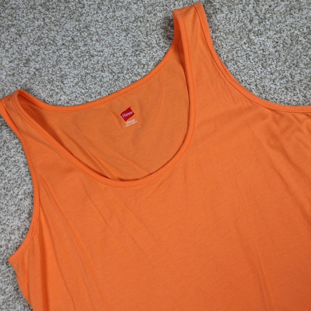Hanes Womens XL Tank Top Orange Sleeveless Scoop Neck Casual Basic Layering